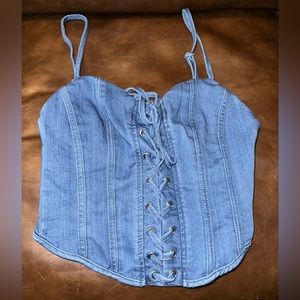 Blue denim design corset top
